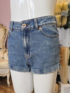 Bullhead Denim High-waist Mom Short Blue Acid Wash Sz 0